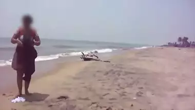 Desi Wife On Beach - Canging Lower Dress