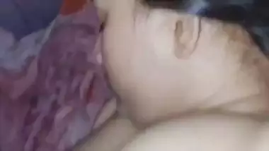 Sleeping wife nude boob press by Bengali husband